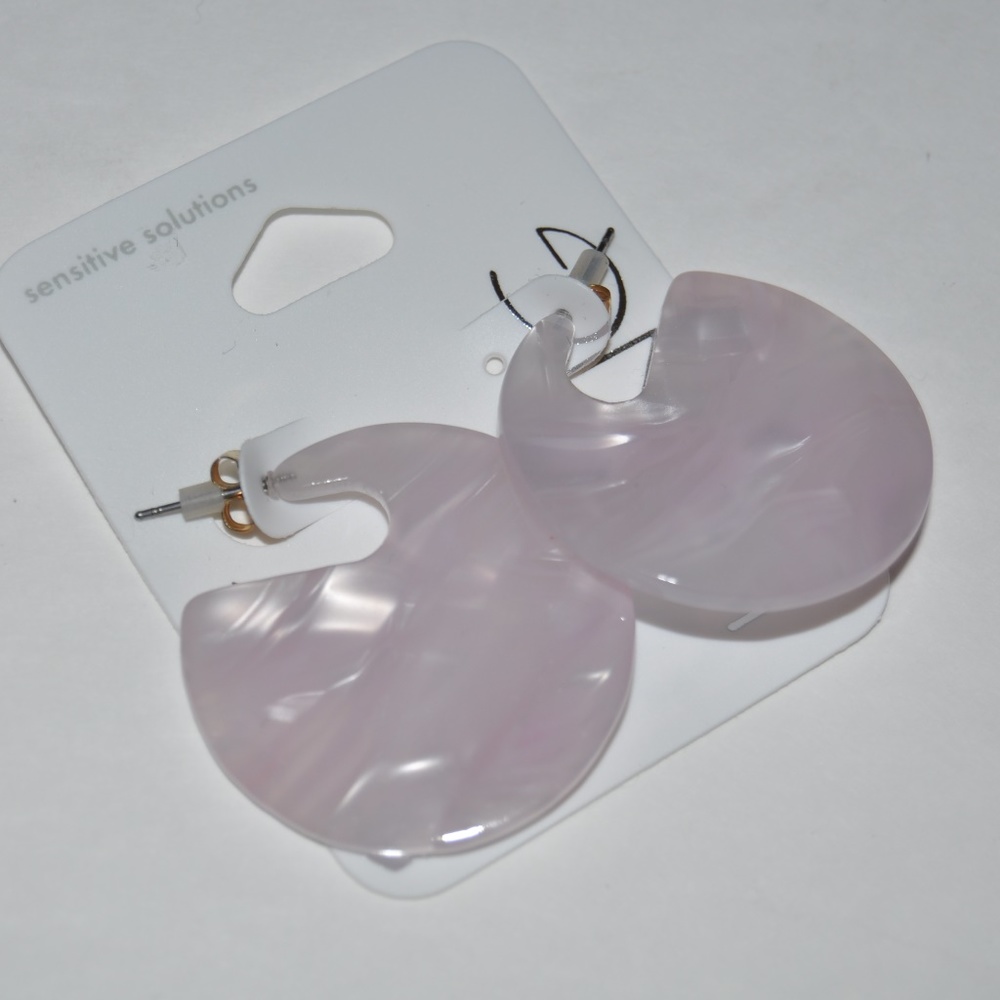 NEW Tortoise Shell 40MM Hoop Earrings - Pink NWT - Picture 5 of 8